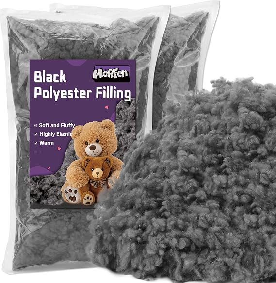 MORFEN 10.58Oz/300g Black Grey Polyfill Stuffing, Pillow Stuffing, Black Fiber Fill, Poly Filling Stuffing for Stuffed Animals, Heat Polyester FiberFill, Premium Polyfill Stuffing for Crochet | Poly Filling Stuffing for Stuffed Animals, Heat Polyester FiberFill, Premium Polyfill Stuffing for Crochet