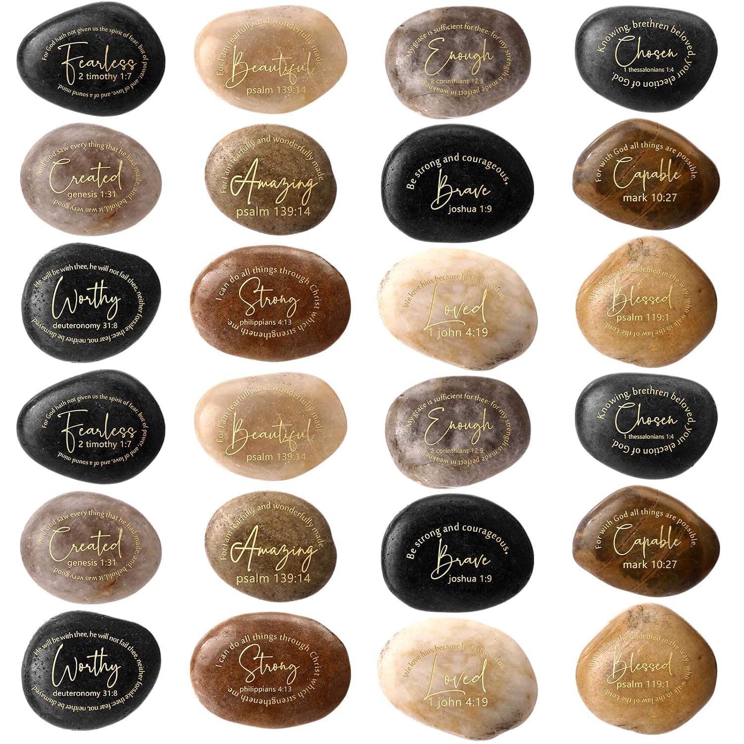 Landical 72 Pcs Bible Verses Scripture Stones Gifts Christian Inspirational Rocks Engraved Stones with Inspiring Prayer Words Easter Religious Gifts for Women Zen Group Home Decor