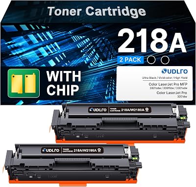 218A W2180A Black Toner Cartridges 2 Pack Replacement for HP 218A 218X Compatible for HP Color Laserjet Pro 3201dw Pro MFP 3301fdw 3301cdw 3301sdw 3301 Printer Ink | 218 W2180A W2180X Black Toner