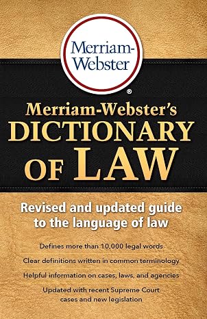 Merriam-Webster's Dictionary of Law, Newest Edition, Trade Paperback