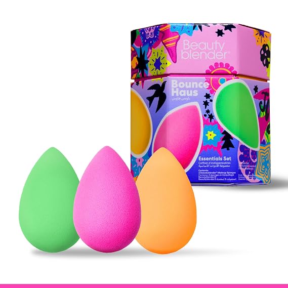Beautyblender Bouncehaus Essentials Set, 3 Makeup Sponges | Limited edition 3-piece latex-free & reusable makeup sponge set for foundation, concealer, powder & BB cream application