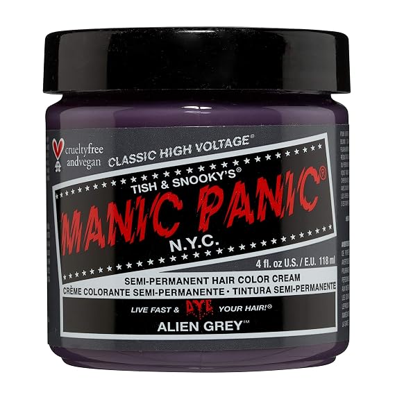 MANIC PANIC Classic Alien Grey Semi Permanent Hair Color - Cool, Medium Slate Grey Hair Dye for Women & Men That Lasts 4-6 Weeks - Vegan, Ammonia & Cruelty-Free - Create & Mix Custom Shades (4oz)