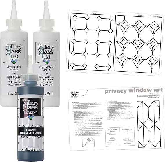Gallery Glass Privacy Window PROMOGGPW22, Stained Glass Pattern Pack for DIY Arts and Crafts, Perfect for Beginners and Artists, 8 Ounces, 4 Piece