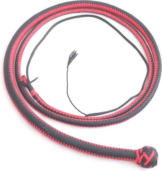 Nylon Paracord Hand Crafted Snake Whip 4 Foot with Complete Leather Flexible Belly & Bolster Inside