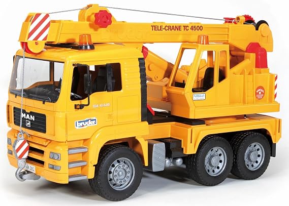 Bruder - Man Vinçli Kamyon Ölçekli Model, Sarı | 1:16 ölçekli, devirme kabini, Almanya'da üretilmiştir, 4 yıldan itibaren