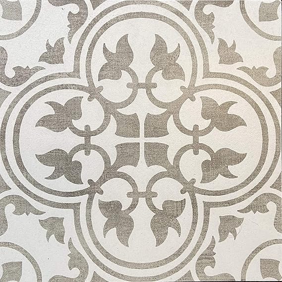 Flora Gray White 12x12 Encaustic Ceramic Tile for Floor and Wall (10 Piece 10 Sf Pack)