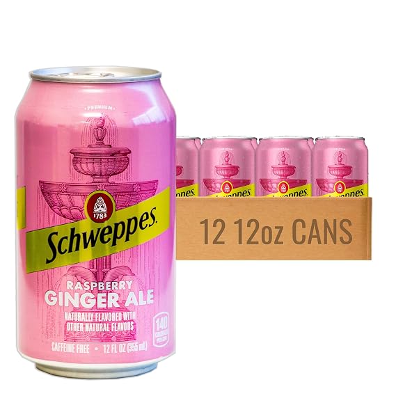 Schweppes Raspberry Ginger Ale - Refreshing, Crisp, Delicious - 12, 12oz Cans