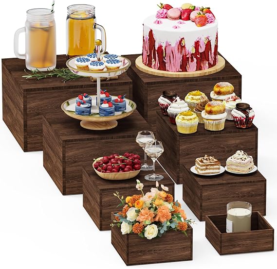 8 Pack Wooden Display Risers