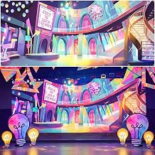 6 Pcs/1 Set 18 x 6 ft VBS 2026 Bible Lighting Background Vacation Bible School Decoration VBS Religious Backdrop Photo Props Vacation Holiday Sunday School Church Banner for Camping Outdoor Indoor