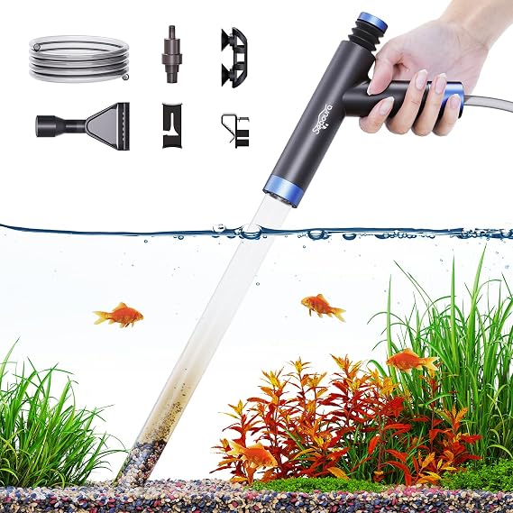 SEAOURA Gravel Vacuum for Aquarium Siphon, Fish Tank Vacuum Cleaning Kit | Manual Water Changer with Air Push Button, Aquariums Sand Suction Set, for Goldfish Betta Poop Sucker Manure Wash Sand