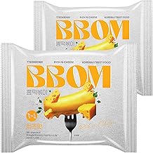 BBOM Instant Korean Tteokbokki Pouch Cheese Flavor Korean Rice Cakes Easy Street Food Meal Kit Includes Tray, Rice Cakes & Powder Sauce, 5.19 oz (147 g) x 2