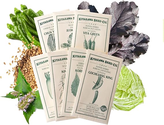 Sustainable Seed Co Asian Chef's Specialty Seed Assortment - Korean Cuisine | Garden Seed Collection - Korea Vegetable Seeds - Radish, Pepper, Cabbage, More