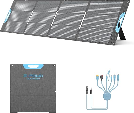220 W Foldable Solar Panel 26 V Monocrystalline Portable Solar Panel 23.5% efficiency IP67 waterproof solar panel with USB-C PD3.0/USB-A QC 3.0/MC4 for power stations camping caravan