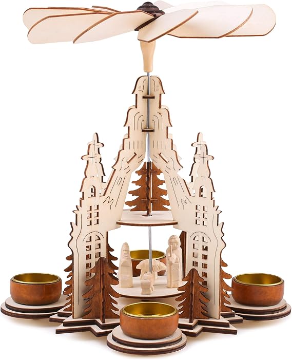 BRUBAKER Christmas Pyramid - Nativity Scene with Jesus in a Manger - Designed in Germany