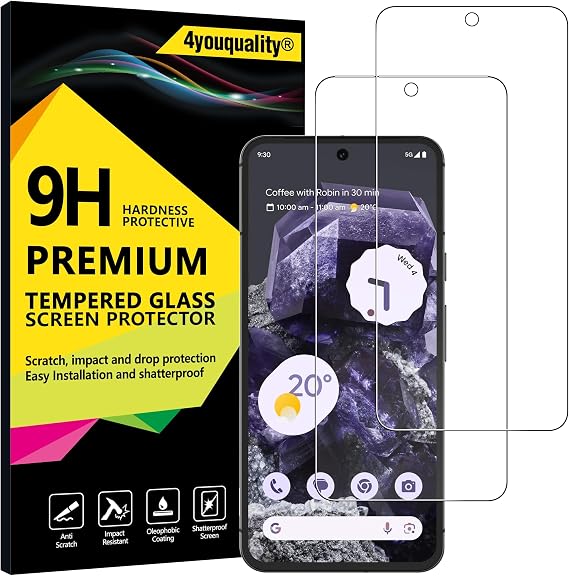 4youquality for Google Pixel 8 Screen Protector, 2-Pack