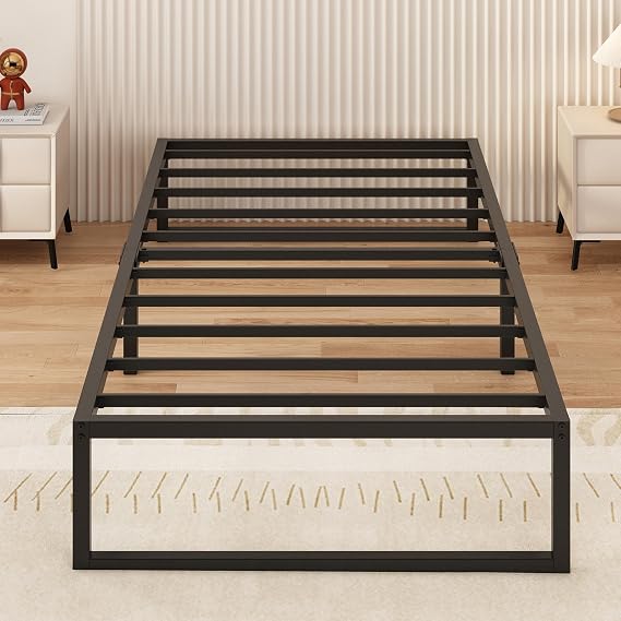 Yicensen Small Single Bed Frame 75x190 cm, Easy Assembly, Noise Free, Black