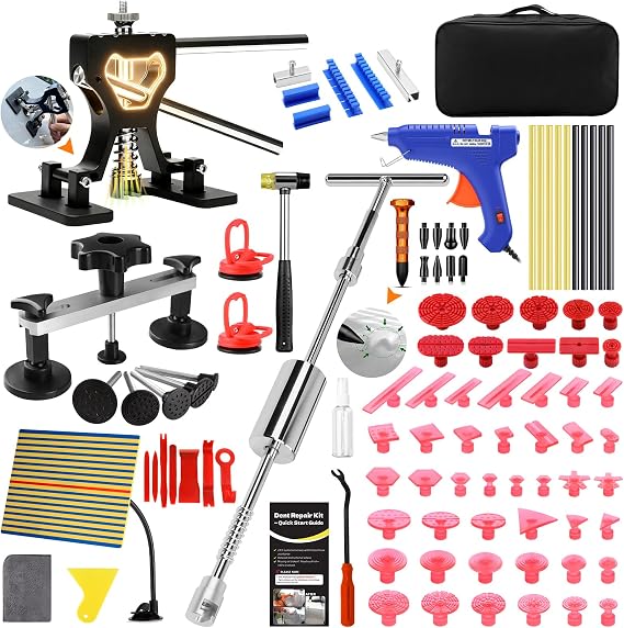 Dent Remover Tool for Car with 100W Glue Gun & Reflector Board Kit, Slide Hammer, Bridge Puller, Mini Suction Cup Dent Puller, Stainless Steel, Alloy, for Motorcycle, Washing Machine, Fridges