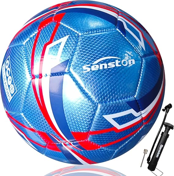 Senston Soccer Ball Size 3, 4, 5 with Pump for Kids and Adults | Hard-wearing Durable PVC, All-Weather, Fade-resistant, Anti-deform, Good Air Retention, Easy Clean, Training Match