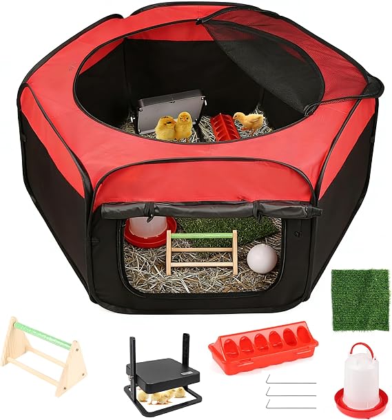 Upgraded Brooder Box for Chick Starter Kit, Dual Door Chicken Brooder