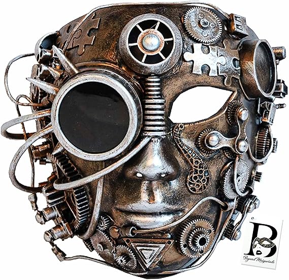 Men Steampunk Masquerade Mask Robot Face Goggle Party Mask Cosplay Halloween Mask