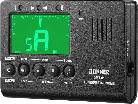 Donner Metronome Tuner for All Instruments - Guitar, Bass, Violin, Ukulele, Trumpet, Chromatic, Clarinet, Flute, 3 in 1 Digital Metronome with Tuner/Metronome/Tone Generator, DMT-01