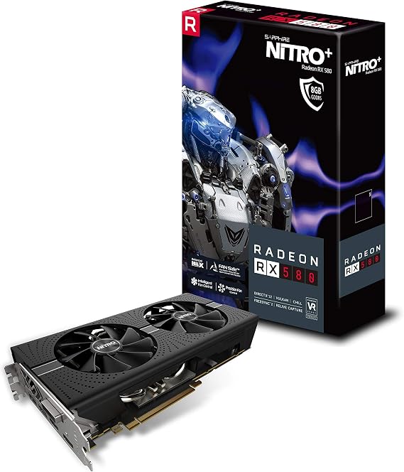 Sapphire 11265-01-20G Radeon Nitro+ Rx 580 8GB GDDR5 Dual HDMI/DVI-D/Dual DP with Backplate (UEFI) PCI-E Graphics Card