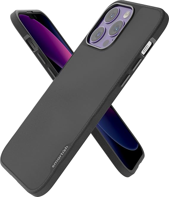 Smartish iPhone 14 Pro Max Magnetic Case - Gripmunk Compatible with MagSafe [Lightweight + Protective] Slim/Thin Grip Cover with Microfiber Lining for Apple iPhone 14 Pro Max - Black Tie Affair