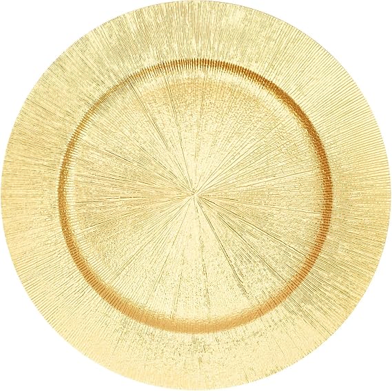 Antique Charger Plates Set 13'' Round Embossed Dinner Plate Chargers Plastic Elegant Floral Plates for Dinner Wedding Party Event Table Kitchen Decoration 100PCS (Gold 50Pcs)