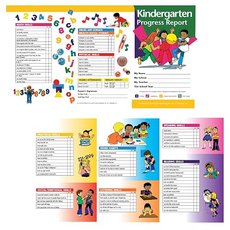 Flipside Publishing Kindergarten Progress Report, Pack of 10 Multicolor