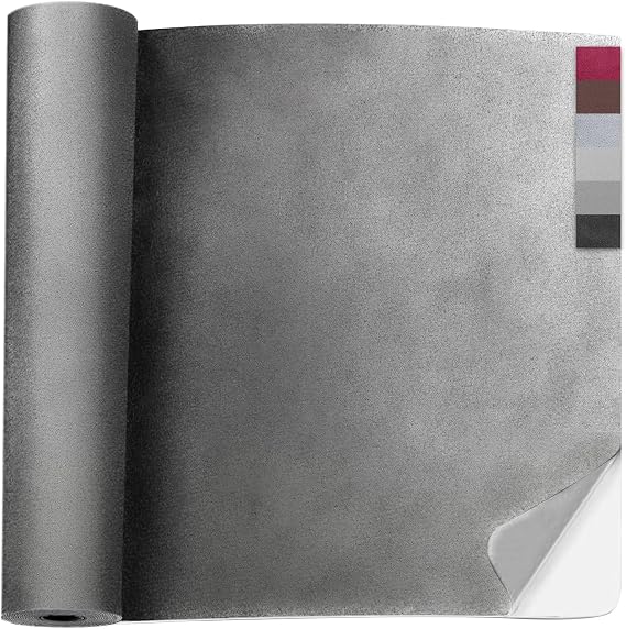 Self-Adhesive Suede Fabric Wrap - Suede Wrap for Car Interior - Microfiber and Synthetic Leather, Stretchable Interior Film for Car and Chair armrests Home Decor (Light Grey, 7.87x59in)