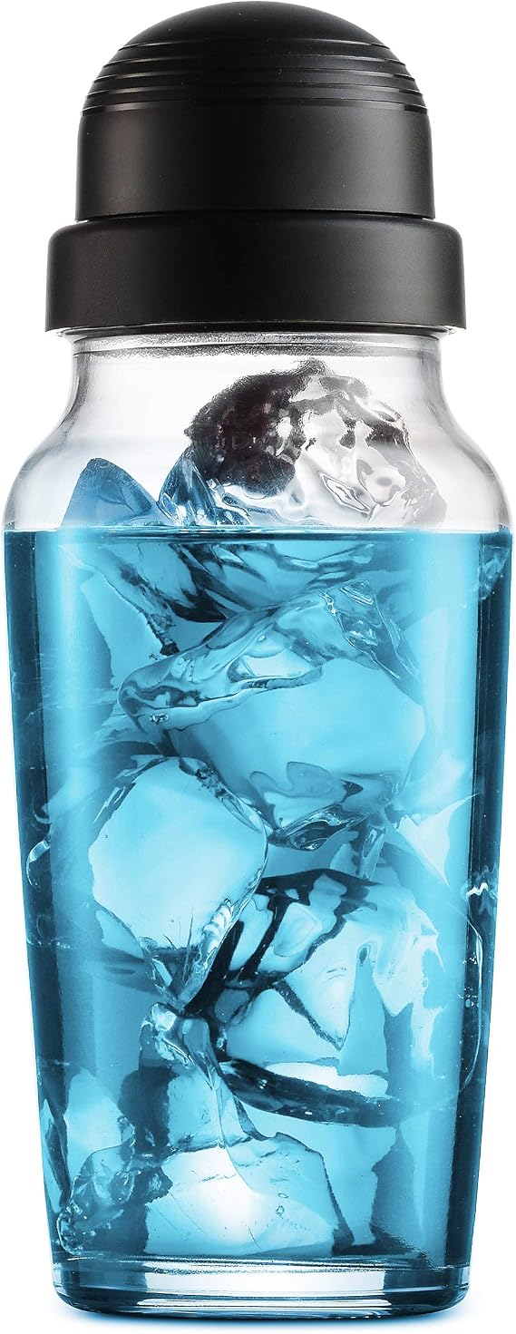 Glass Cocktail Shaker, Martini Drink Shaker Bottle, 19oz, Made in Italy