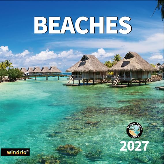 2026-2027 Wall Calendar,Calendar 2026, November 2026 - December 2027, Wall Calendar BEACHES, 12" x 24" Opened, Thick Paper, Large Writing Blocks, Hanging Monthly Calendar for Home, Office & School Planning