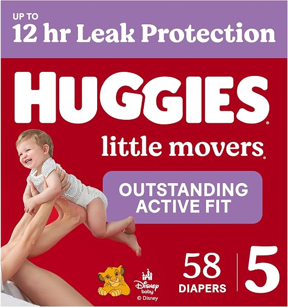 Huggies Little Movers Diapers Size 5, 58 Count