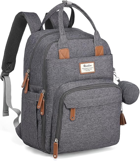 RUVALINO Baby Changing Backpack Multifunctional Changing Bag Travel Backpack Large Capacity Baby Bag with Changing Mat Waterproof Fabrics Fit for Pushchair