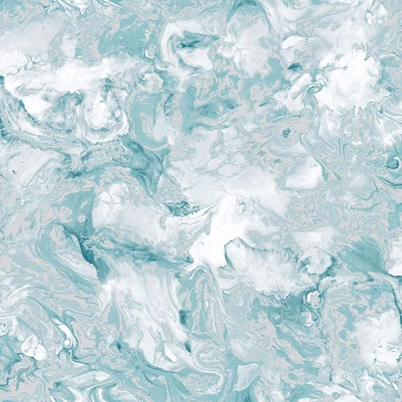 Muriva Elixir Marble Teal Wallpaper 166503 - Feature Metallic Marble Effect
