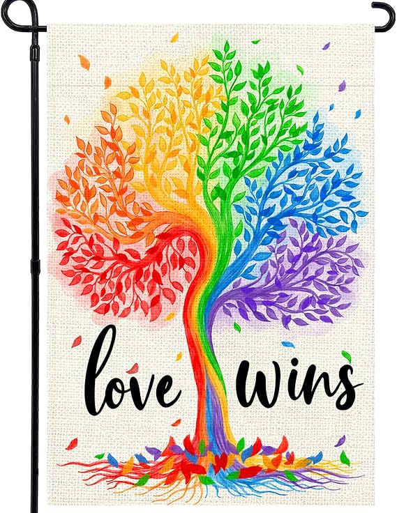 Pride Garden Flag 12x18 Inch with Rainbow Tree