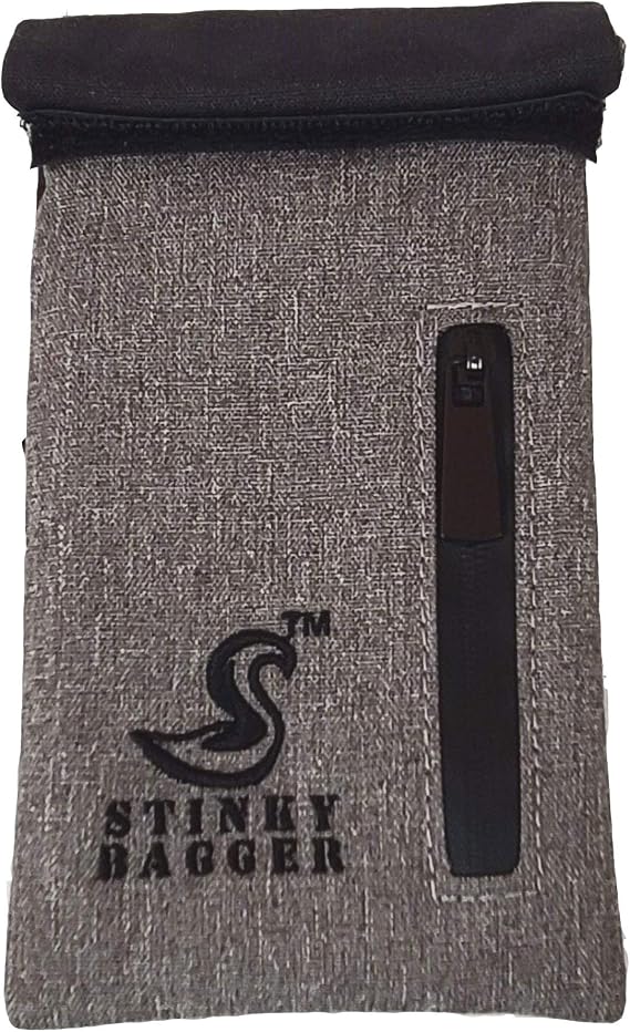 STINKY BAGGERTM Smell Proof Pouch Pocket Size, with Tray (Fits, Exclusive), 2 Zipper Pockets, Odor Proof Bag 3.6in x 6in, No Smell Pouch, Classy Two-Tone