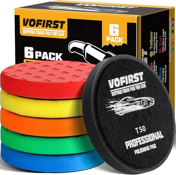 Polishing Pad 7.5 Inch 6 Pack Foam Buffing Pads for Car Detailing | Efficient Large Area Polishing Performance Color-Coded Foam Selection for Multiple Applications ﻿ ﻿
