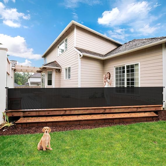 195 Inch Extra Wide Retractable Baby Gate for Large Openings, 33" Tall Super Long Baby Gate for Doorway and Stairs Indoor Outdoor Retractable Dog Gate Long Mesh Child Gates for Kids or Pets, Black