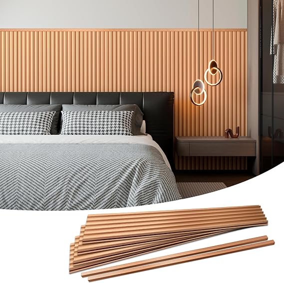 Art3dwallpanels 16 Pack Slat Wall Panels 51"6.3" Glitter Gold Glossy