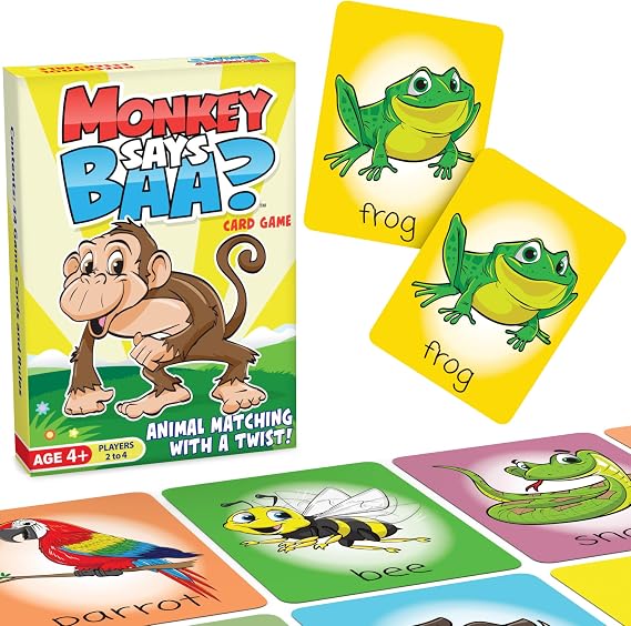 Monkey Says Baa? Animal Matching Game for Kids Ages 4 and Up | Fun Preschool Learning Activities with Mimicked Animal Sounds & Charades for Sensory Play Birthday Gift for Boys & Girls