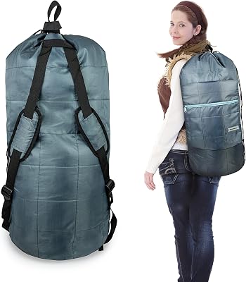 BROOKSTONE [EXTRA LARGE] Backpack Laundry Hamper, Easy to Carry and WATERPROOF, Dirty Clothes Duffle, Zipper Pockets for [Dryer Sheets], Use at Home or DormCollege