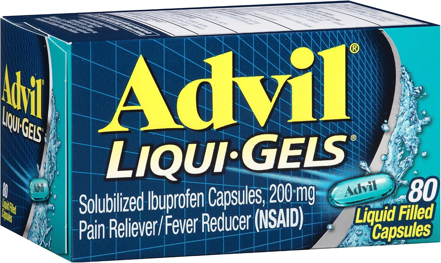 Advil Liqui-Gels Pain Reliever and Fever Reducer, Pain Medicine for Adults with Ibuprofen 200mg for Headache, Backache, Menstrual Pain and Joint Pain Relief - 80 Liquid Filled CapsulesPack of 1