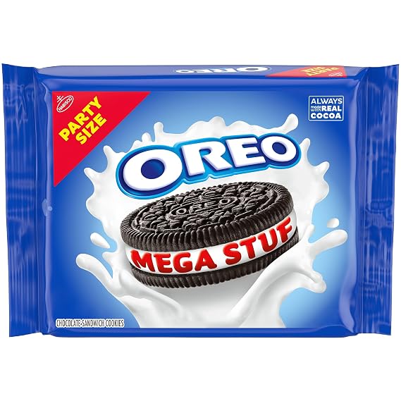 OREO Mega Stuf Chocolate Sandwich Cookies, Party Size, 1 lb 9.35 oz | Always made with Real Cocoa, Certified Kosher