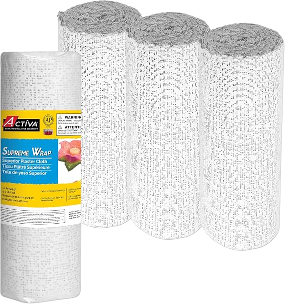 ACTIVA Supreme Wrap The Premium Plaster Cloth for Art and Craft Modeling, Casting and Sculpture - 8" x 15' 4 Rolls