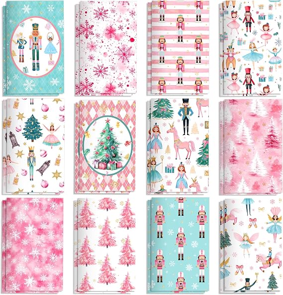 24Packs Ballerina Nutcracker Mini Notepads - Christmas Soldier Ballet Fairy Pocket Notebooks with 12 Designs & Lined Pages, 3.15x4.92 Inches Journal Memo Pads for Xmas Winter Holiday Party Favors