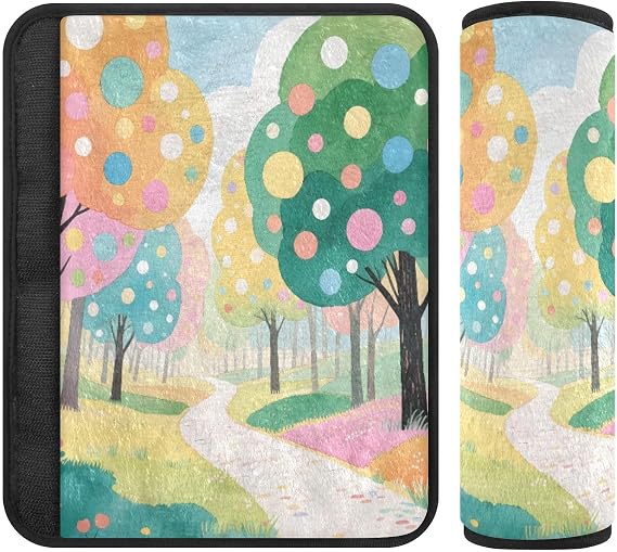 Car Seat Strap Covers Spring Dotted Trees Soft Flannel Shoulder Pads for Baby Car Seat Stroller Backpack