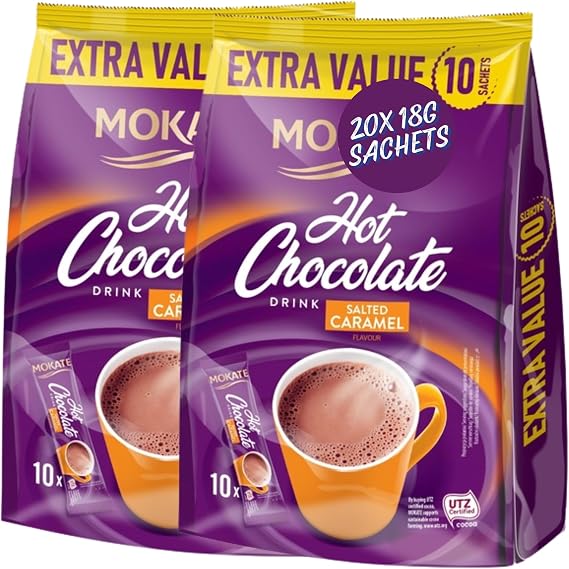 Hot Chocolate Bundle With Mokate Salted Caramel Hot Chocolate 10 Sachets 180g (2 Pack)