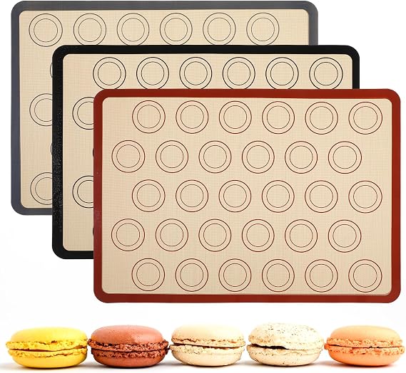3Pcs Macaron Silicone Baking Mats 16.54 x 11.61Inch Macaron Baking Mat | Non Stick, Macarons Mat, for Macarons, Cookie, Pastry, 1/2 Sheet Size