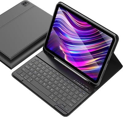 aMZCaSE for iPad Air 11 inch Case with Keyboard M4M3M2, 202620252024, iPad Pro 11 inch Air 5th 4th Generation Case with Keyboard, Folio Cover for Pro 11 4th3rd2nd1st,Pencil Holder, Black
